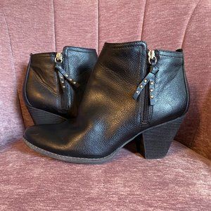 Dr. Scholl's Casey Bootie - Black Faux Leather 3" Heel Ankle Booties - Size 10